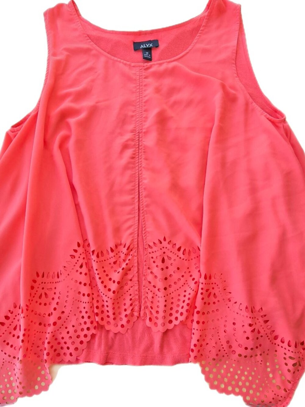 Alyx Women's 1X Unique Bright Orange Sleeveless Layered Tank Top